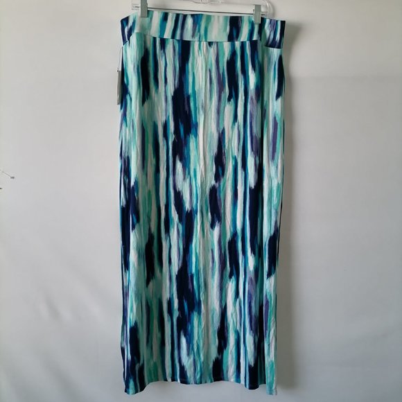 a.n.a. Womens Abstract Cabana Multi Pull On Double Slit Maxi Skirt Size XL - Picture 2 of 6
